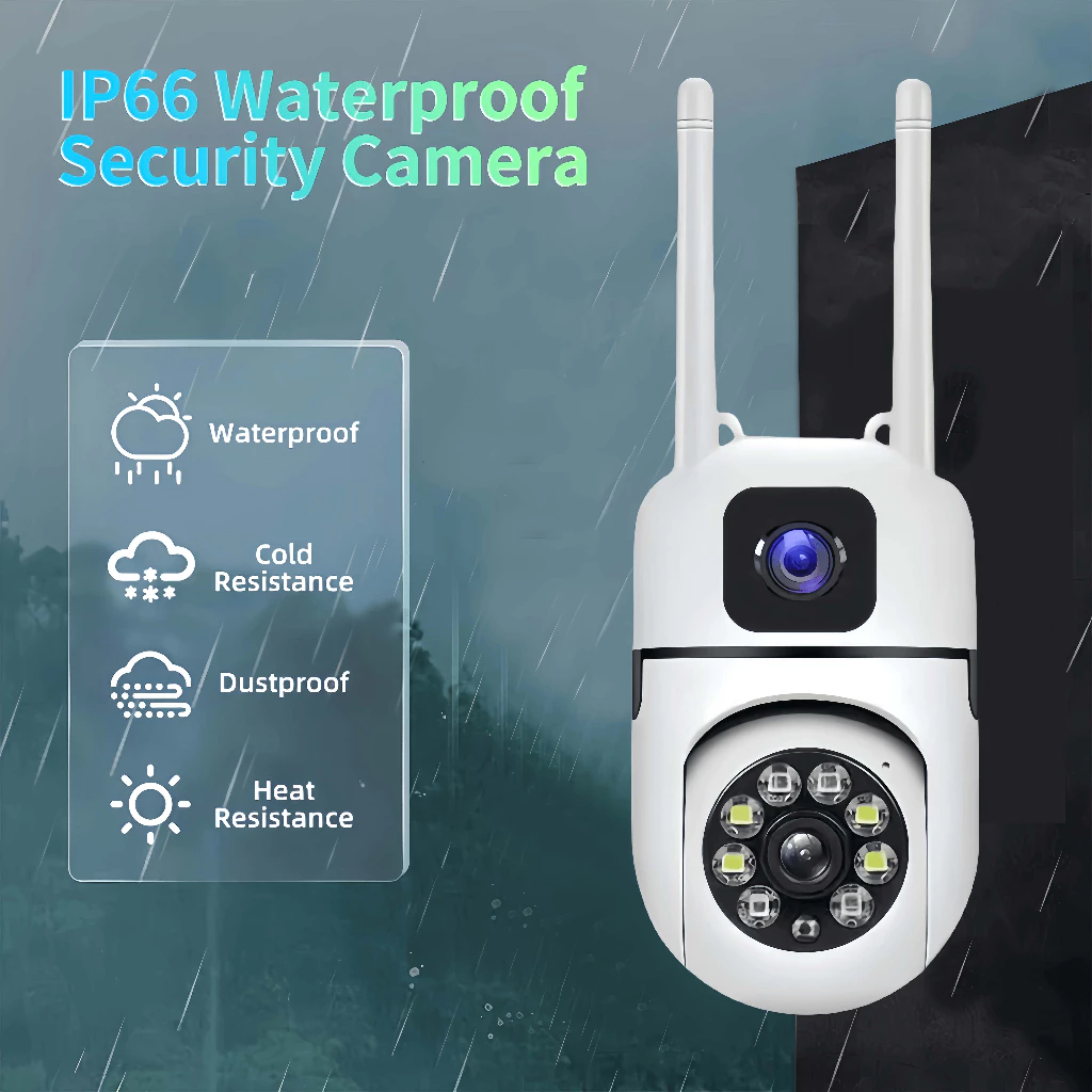 GUARDIAN VISION Dual Lens Outdoor Waterproof PTZ Panoramic 1080P Nirkabel Jarak Jauh Kamera