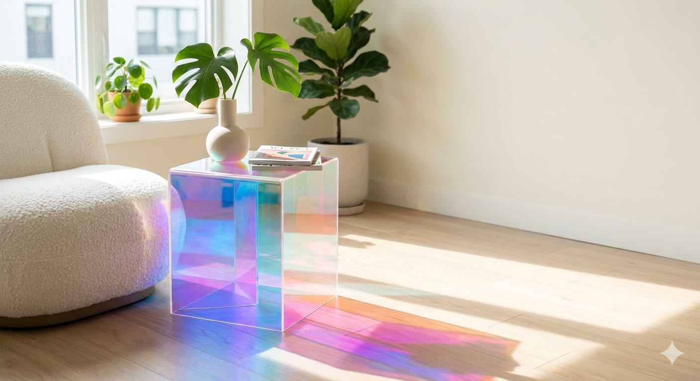 HOMEIFY Meja Samping Akrilik Iridescent "Prisma"